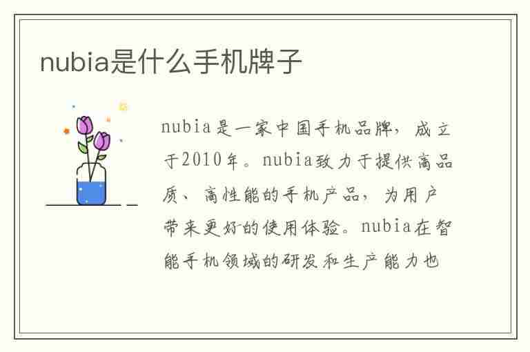 nubia是什么手机牌子(nubia是什么手机牌子的手机)